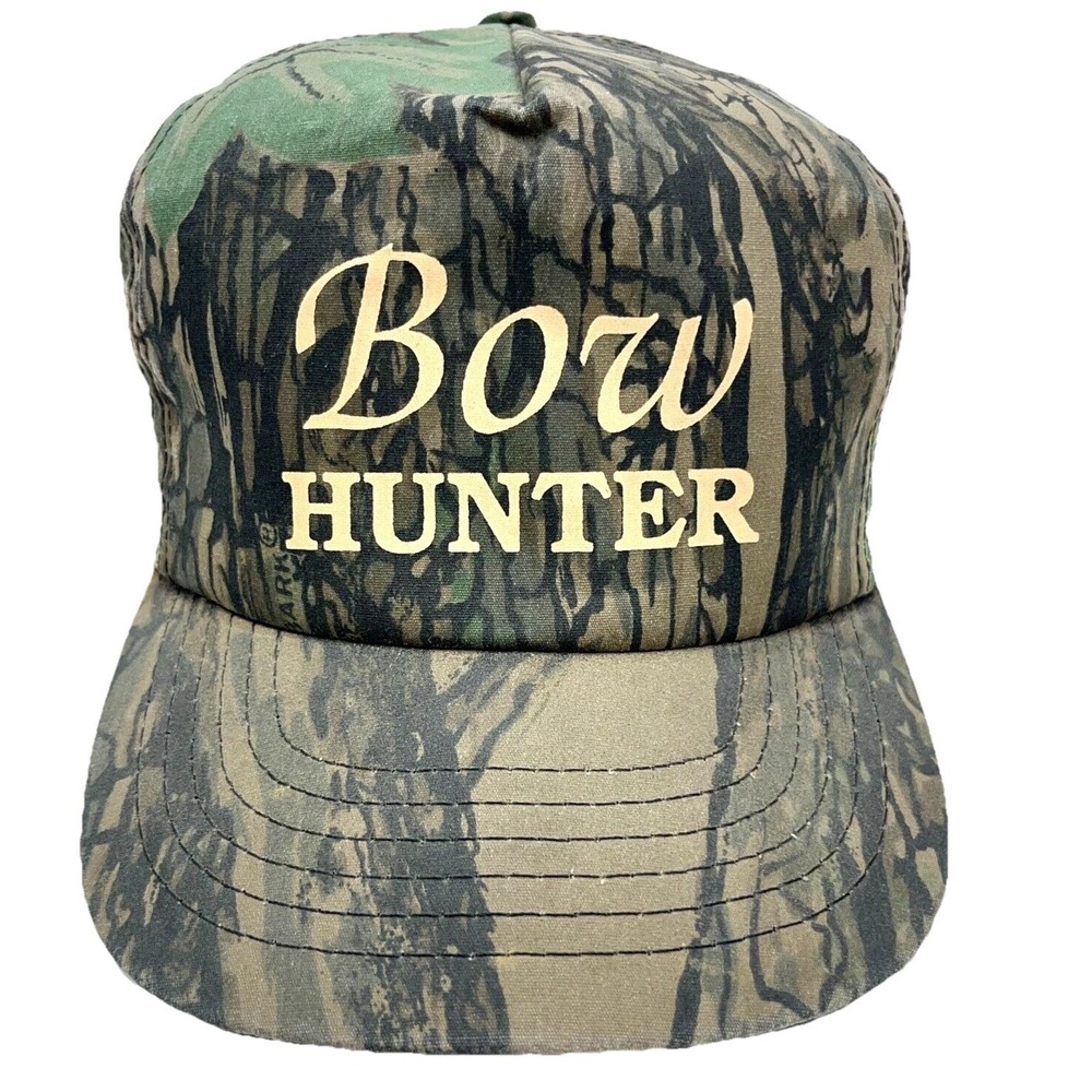 Vintage Trebark Camo Trucker Hat Cap SnapBack 80s 90s USA Bow Hunter Hunting Tee